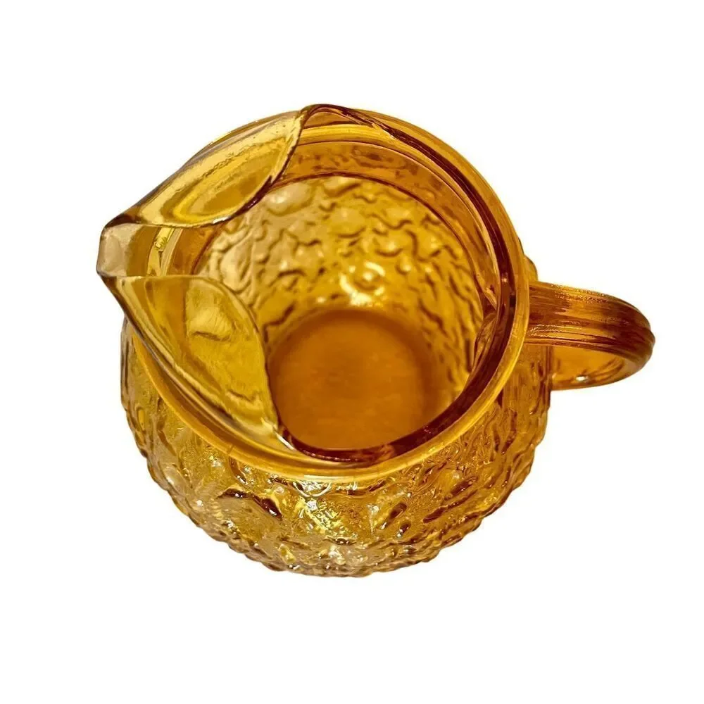 Vintage Mid Century Anchor Hocking Lido Amber Glass Gold Pitcher 9” Tall EUC
